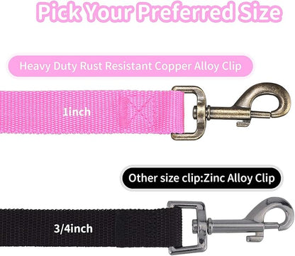 HIKISS Long Dog Leash Obedience Recall Training Agility Lead with Thickening Material for Large Dog - 15ft 20ft 30ft 50ft 100ft Training Leash(Pink 50ft)