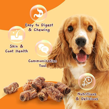 Jungle Calling Multi Flavor Rolls Dog Treats, Made with Real Chicken Duck Beef Meat, Peanut Butter Flavor Rawhide-Free Dog Snacks, Health Skin and High Protein Dog Treat, 10.6 oz