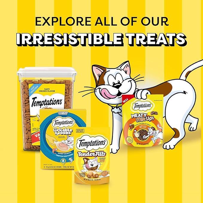 Temptations Lickable Spoons Adult Wet Cat Treat, Tasty Chicken and Savory Salmon Flavor, 4 Spoons, Pack of 12 (48 Total Treats)