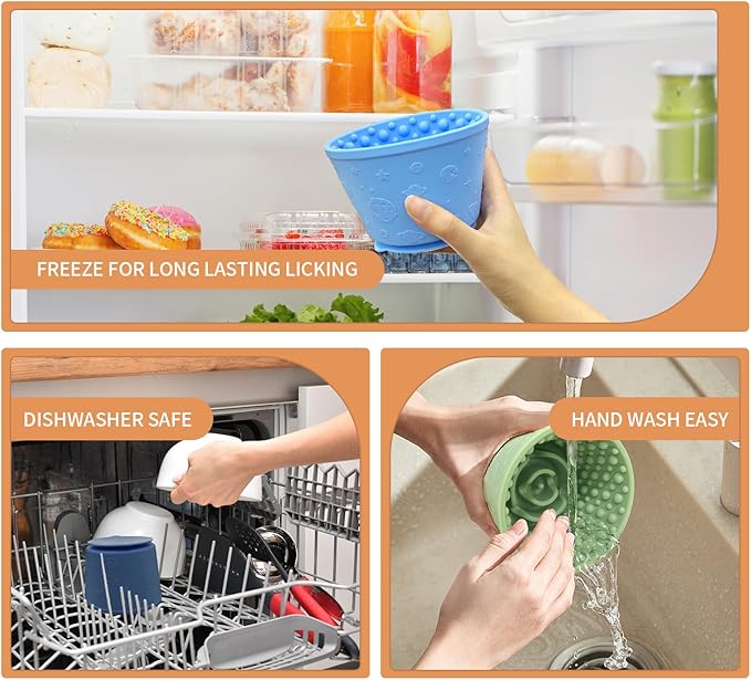 Dog Lick Bowl,Anxiety Relief Non-Slip Silicone Treat Bowl,Durable Anti-Choking Long-Lasting Enrichment Slow Feeder Licking Mat for Small Medium Large Breed,Freezable BPA Free Silicone Dishwasher Safe