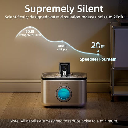 Wireless Cat Water Fountain Stainless Steel, 135oz/4L Pet Fountain Battery Operated, Cordless Running Water Dispenser for Cats & Dogs with Motion Sensor, Ultra Quiet, Multi-Filtration, 6 Filters