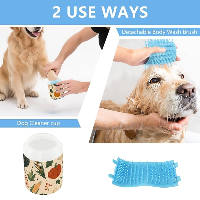 Dog Paw Cleaner Mudbuster Dog Foot Washer for Small Medium Large Dogs Cats Premium Pet Supplies Thanksgiving Turkeys Pumpkins Corn Leaves