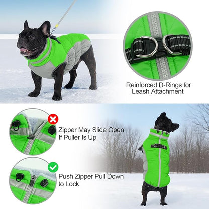 Warm Dog Coats for Large Dogs, Waterproof Dog Jacket with Harness Built in, Zipper Clousure, Fleece Lining, Turtleneck, for Cold Weather, Snowsuit for German Shepherd, Weimaraner, Labrado XXXL