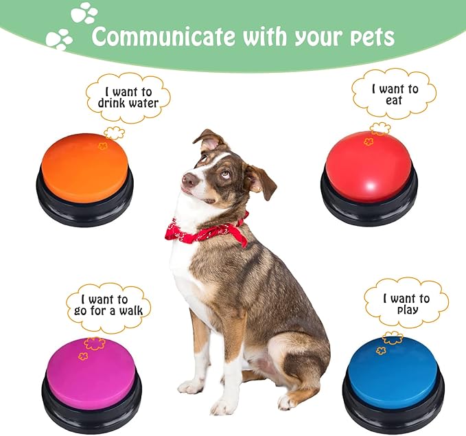 FINEST+ Voice Recording Button for Communication Pet Training Buzzer,30 Second Record&Playback Dog Toy,Voice Recording Clicker for Cat,Puppy,Pet Trainin,Funny Gift for Study Office Home 8Pcs