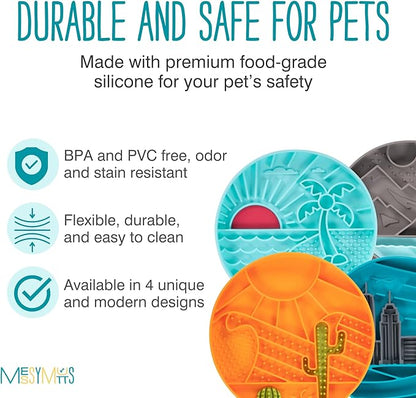 Messy Mutts and Cats Interactive Slow Feeder | Desert Orange - 2 Cup Capacity | 8” Round Silicone Puzzle Slow Feeder for Dogs/Cats | Enrichment Food Dish for Slow Eating, Bloating