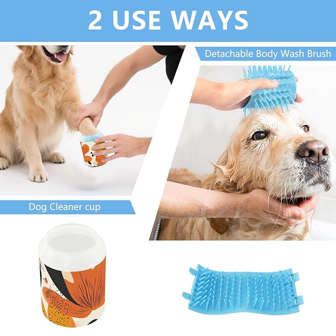 Dog Paw Cleaner Mudbuster Dog Foot Washer for Small Medium Large Dogs Cats Premium Pet Supplies Abstract Thanksgiving Leaves Orange