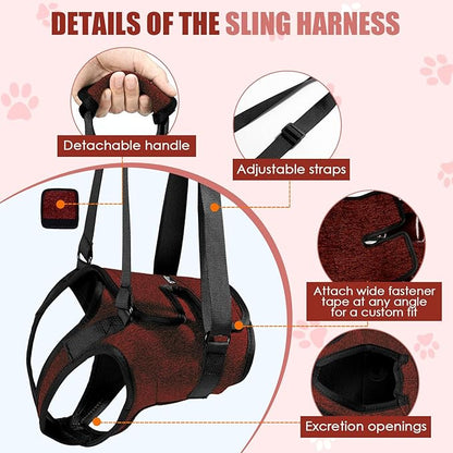 SlowTon Dog Lift Harness - Adjustable Dog Sling for Medium Large Dogs, Hind Leg Support to Help Rehabilitate, Soft Padded Dog Support Harness for Elderly, Injured, Arthritic, Disabled Dogs(R,S)
