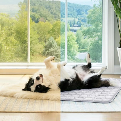 Luciphia Premium Dog Cooling Mat Non-Slip Q-MAX>0.5 Self-Cooling Pad for Medium Pet Indoor Portable Kennel Puppy Bed for Summer Crate Pad for Dog Washable Light Grey 30x40 inches