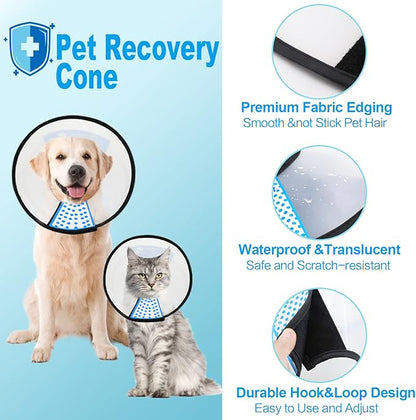 Supet Dog Cone Collar Adjustable After Surgery, Comfortable Pet Recovery Collar & Cone for Large Medium Small Dogs, Elizabethan Dog Neck Collar Plastic Practical （L）