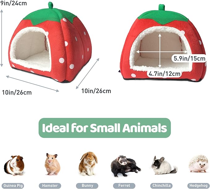 Tierecare Guinea Pig Hideout Bed Dwarf Rabbit House Cave Accessories Cozy Hide-Out for Little Bunny Hedgehog Ferret Chinchilla&Other Small Animals