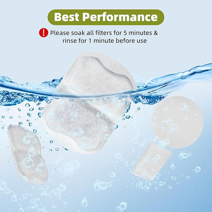 12 Sets Filter Replacement Compatible with oneisall 7L/230oz/1.8G Dog Water Fountain, Dog Water Bowl Filter for Stainless Steel Pet Fountain, 5-Layer Filtration System Activated Carbon Ion Resin