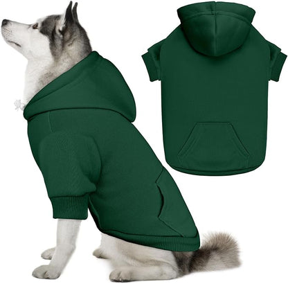Dog Sweaters for Large Dogs Dog Hoodie Pet Sweater Solid Soft Brushed Fleece Pet Clothes Hoodie Sweatshirt with Pocket(Green-XL)