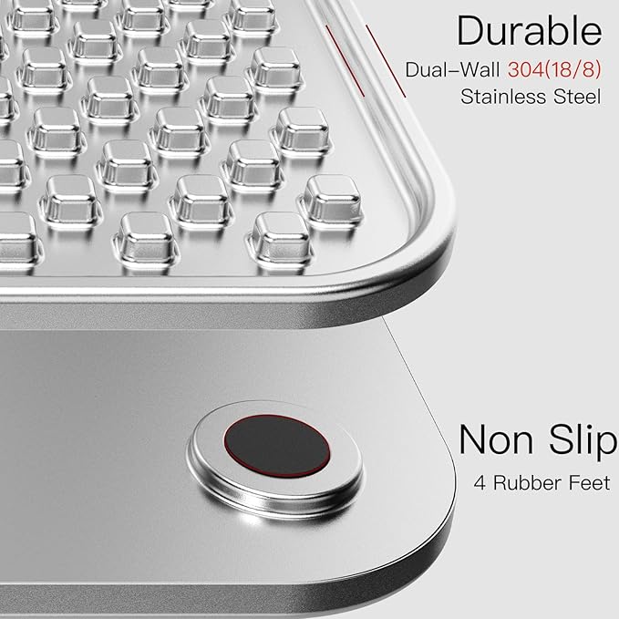 Double Wall Stainless Steel Lick Mat for Dogs & Cats - Chew Proof & Whisker Friendly, Non-Slip Base, for Calm Feeding & Anxiety Relief - Dishwasher Safe Slow Feeder Pad [1Pack]