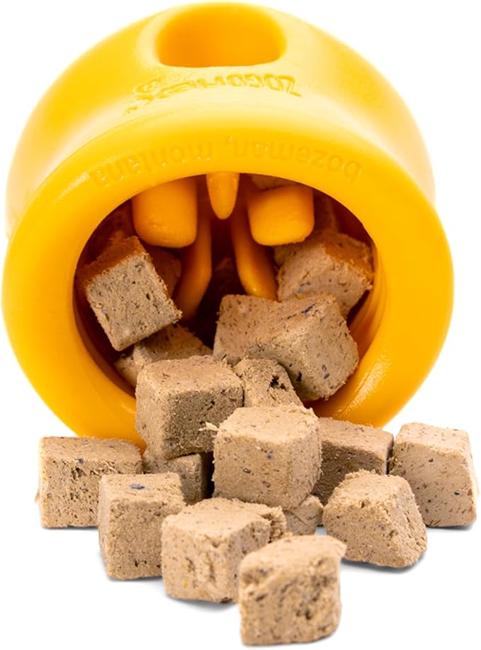 WEST PAW Toppl Durable Dog Treat Puzzle Toy for Small to Medium Dogs- Engaging Interactive Chew Toy for Mental Stimulation, Slow Feeding- Quarter Cup Capacity - Sunflower Yellow, Small