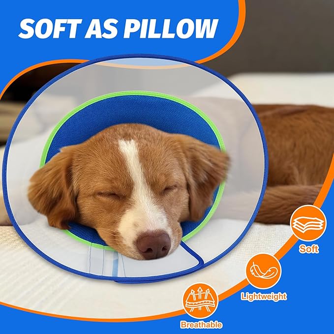 Dog Cone Collar with Soft Liner to Stop Licking, Elizabeth Recovery Collar After Surgery for Large Medium Dogs, Comfortable Pet Head Cone Alternative for Neutering Spay Injury (M)
