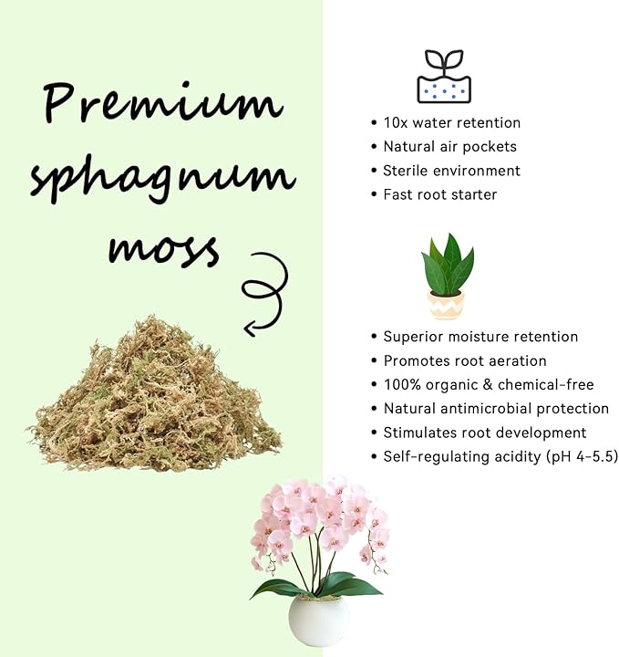 ZeeDix 3QT Natural Sphagnum Moss for Plants, Orchid Moss Potting Mix for Repotting, High Water Retention, Help with Maintain Humidity, Plant Moss for Gardening, Hanging Baskets, Reptile Bedding