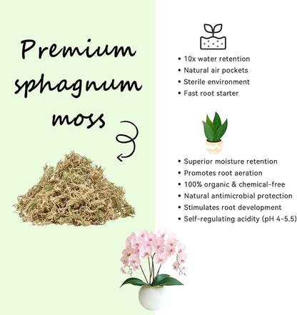 ZeeDix 3QT Natural Sphagnum Moss for Plants, Orchid Moss Potting Mix for Repotting, High Water Retention, Help with Maintain Humidity, Plant Moss for Gardening, Hanging Baskets, Reptile Bedding
