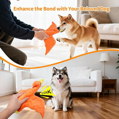 Plush Squeaky Dog Toys, Soft Stuffed Animals Dog Toy with Squeaker, Interactive Crinkle Dog Toys, Puppy Teething Chew Toy for Small, Medium & Large Breeds