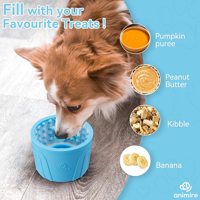 Dog Slow Feeder Lick Bowl, Anxiety Relief Dog Licking Mat Treat Dispenser, Non-Slip Anti-Choking Slow Eating Lick Bowl for Small Medium and Large Breed Dogs, BPA Free Silicone (M-L)