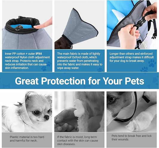 Dog Cone Collar for Dogs After Surgery Extra Long, Adjustable Comfy Dog Elizabethan Pet Collar Cone for Large Dogs Anti-Lick Protective Wound