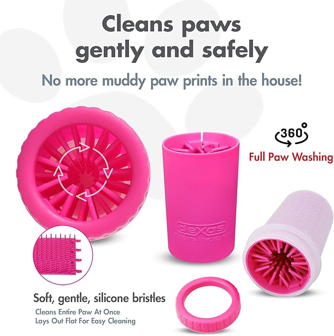 Dexas Pink Medium Dog Paw Cleaner, MudBuster - Premium Quality Pet Supplies and Dog Accessories for Dogs, Easy to Use, Mess Free, BPA Free, Patented Product