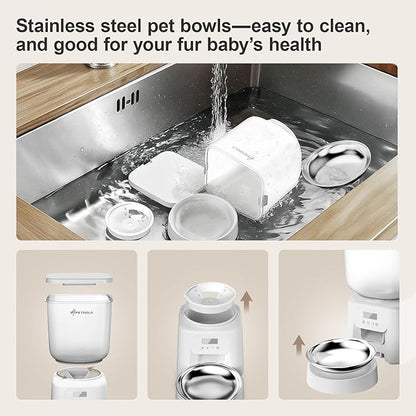 Automatic Cat Feeder, 5L/21Cups Timed Cat Dry Food Dispenser with Dual Power Supply, Programmable Portion Control, Auto Pet Feeder for Cats and Dogs