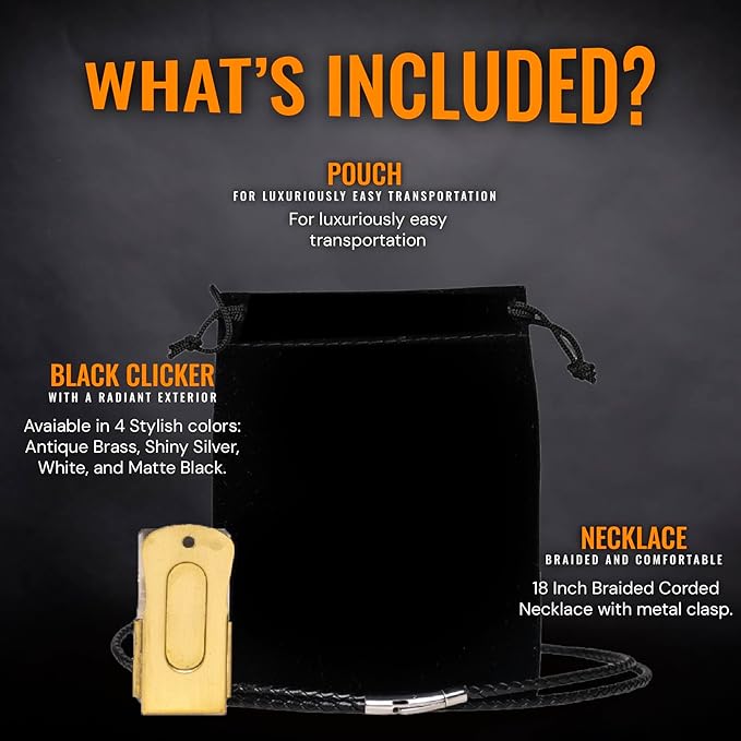 Gold Dog Clicker with Necklace - Clickers for Pet Training - Dog Training & Behavior Aids Easy to Carry with You Anywhere - Teach Your Dog Tricks or Reward His Behavior