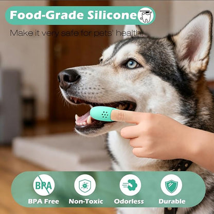 3pcs Dog Finger Toothbrush, Cat Chin Brush with Food-Grade Silicone, Dog Tooth Brushing Kit, Silicone Cleaning Brush for Pet Dental Care