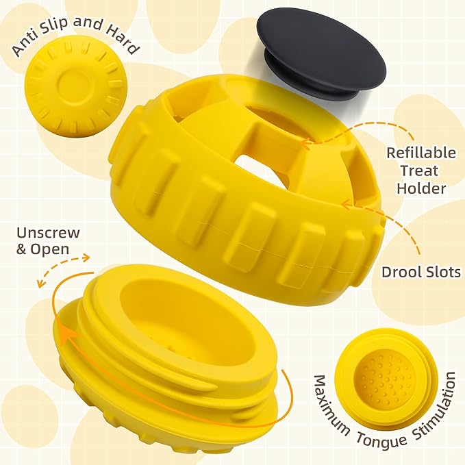 Dog Enrichment Toys, Interactive Dog Toy to Keep Your Pup Busy-Freeze Treat Dispensing,Freezable Fillable Rubber & Easy to Clean,Treat Dispensing Dogs-Slow Feeder, Christmas Dogs Toys, Lemon,S