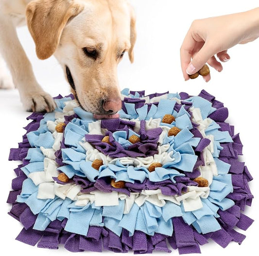 LIVEKEY Pet Snuffle Mat for Dogs, Dog Feeding Mat, Nosework Training Mats for Foraging Instinct Interactive Puzzle Toys (Violet&SkyBlue&White)