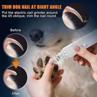 Dog Nail Grinder Quiet - Professional 2-Speed Electric Pet Nail Trimmer with Guard, Rechargeable & Painless Claw Grinder for Small Medium Large Dogs & Cats, Low Noise & Vibration