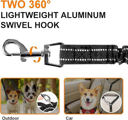 MingXpet 2 Dog Leash, Dog Leash for 2 Dogs, 360° Swivel No Tangle Double Walking Training Leashes for Small Dogs, Comfortable Shock Absorbing Reflective Bungee, Black