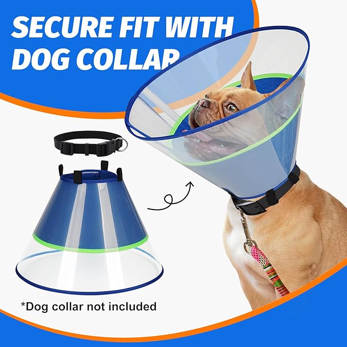 Dog Cone Collar with Soft Liner to Stop Licking, Elizabeth Recovery Collar After Surgery for Large Medium Dogs, Comfortable Pet Head Cone Alternative for Neutering Spay Injury (M)