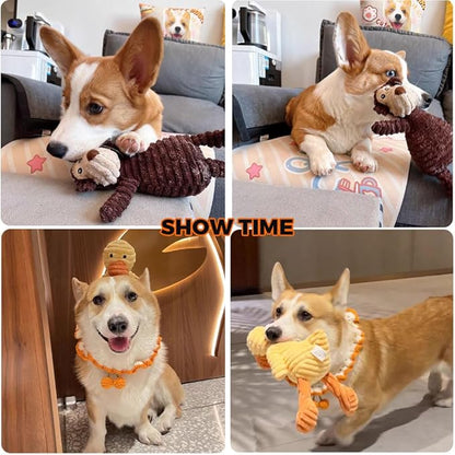 VIFINE 5 Pack Tough Dog Toys Stuffed Squeaky Dog Toys Assortment Value Bundle Dog Squeaky Toys Assortment Puppy Pet Mutt Dog Toy Dog Squeak Toy for Medium Large Dogs