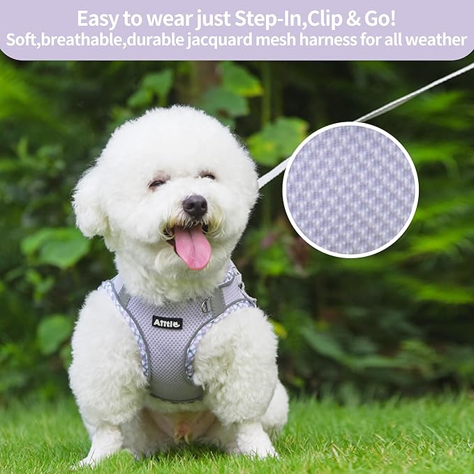 AIITLE Escape-Proof Dog Harness - Extra Soft Jacquard Fabric with Moisture-Wicking Lining, Adjustable Fit for Boston Terrier, Pekingese - Running, Playdates, Outdoor Adventures (Purple, L)