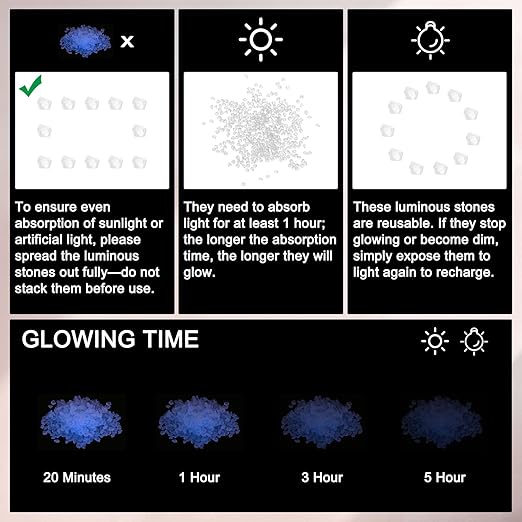 10000-Pack Glow in The Dark Rocks, 0.2" Resin Outdoor Garden Decorations Luminous Rhombus Stones for Garden Plants/Aquarium/Backyard Path, Aquarium Gravel [White]