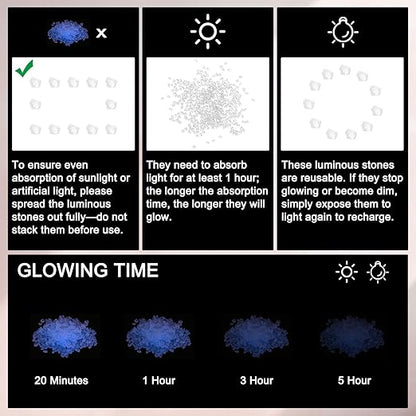 10000-Pack Glow in The Dark Rocks, 0.2" Resin Outdoor Garden Decorations Luminous Rhombus Stones for Garden Plants/Aquarium/Backyard Path, Aquarium Gravel [White]