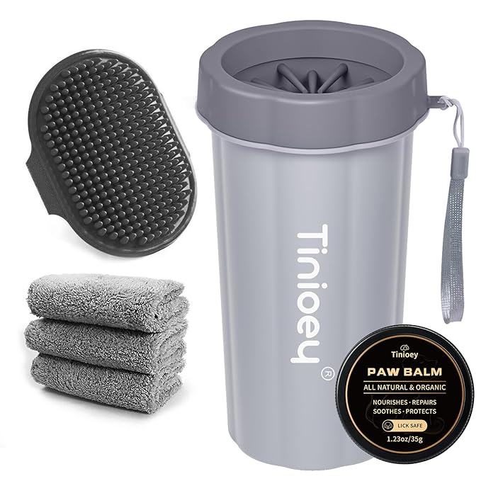 Dog Paw Cleaner for Large Dogs With 3 Towels & Bath Brush, Muddy Foot Washer for Pets