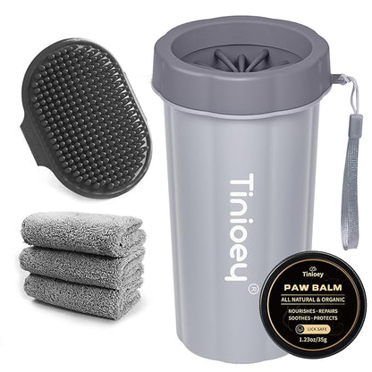 Dog Paw Cleaner for Large Dogs With 3 Towels & Bath Brush, Muddy Foot Washer for Pets