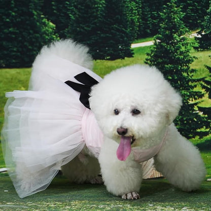 Dog Dress,Pet Wedding Dress Princess Formal Tutu Skirt with Bowknot,Puppy Birthday Party Outfit Apparel Girl for Small Dogs Cats (Pink, Medium)