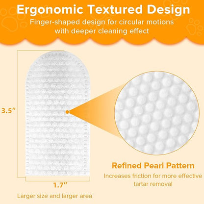 Cat & Dog Teeth Cleaning Wipes, No-Rinse Dental Finger Wipes for Dogs & Cats - Gentle Plaque, Tartar, Stains, Bad Breath, Effective Teeth Cleaner for Dogs & Cats - 60 Count