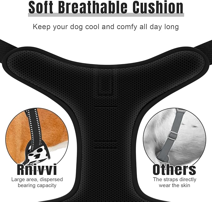 Rnivvi No Pull Dog Harness, Cute Leopard Reflective X-Large Sized Puppy Harness, Adjustable Soft Padded Vest for Large Dogs, Heavy Duty Pet Vest with Easy Control Handle for Walking Training, White