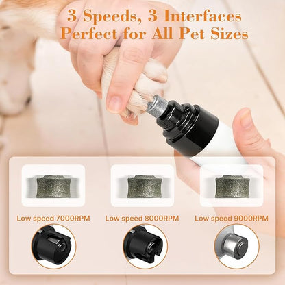 ahansi Dog Nail Grinder, 2026 Upgrade Quiet Dog Nail Grinder Cordless with LED Light & 3 Speeds, Quick USB Rechargeable Dog Nail Trimmer for Thick and Long Nails (1pc+2 Heads)