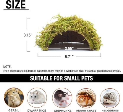 SanmooAio Hamster Hideaway/Hideout,Mossy Cave Hide,Hamster House/Hides,Hamster Cage Accessories for Gguinea Pig/Hedgehogs/Gliders/Rats/Mice and Other Small Animals(Set)