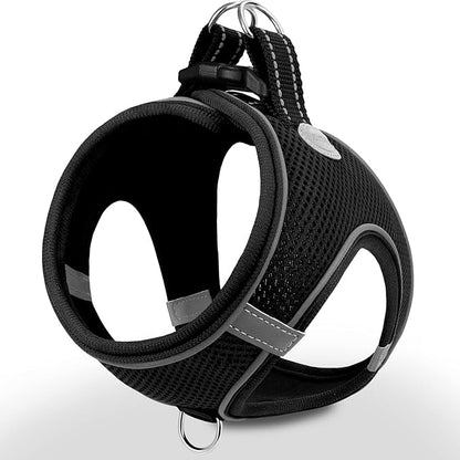Joytale Small Dog Harness, Breathable Mesh Step-in Vest, Reflective Soft Padded Harnesses for Cats, Puppies and Extra Small Dogs, Black, XXS