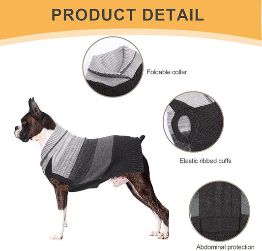 French Bulldog Small Soft Knitted Dog Sweater Puppy Pullover Frenchie Pug English Boston Terrier Bully Pitbull Sweatshirt Clothing Cold Weather Winter Coats(Black,Large)