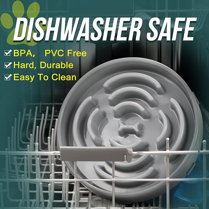 WHIPPY Large Slow Feeder Dog Bowls for Large Medium Dogs Anti-Chocking Slow Feeding Maze Dog Food Bowl Slow Eating Interactive Bloat Stop Puzzle Bowl,Gray