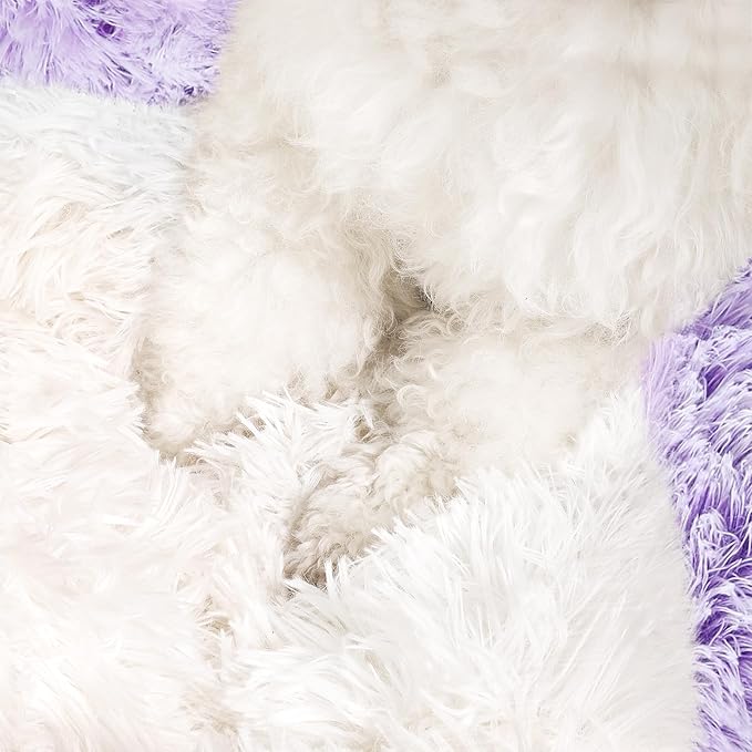 NOYAL Round Hooded Donut Dog Bed for Small & Medium Pets - Plush Fluffy Anti-Anxiety Cat Cave Bed with Cover