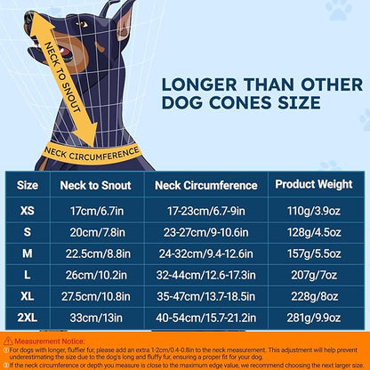 Dog Cone Collar for Dogs After Surgery Extra Long, Adjustable Comfy Dog Elizabethan Pet Collar Cone for Large Dogs Anti-Lick Protective Wound