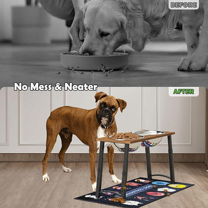 Elevated Dog Bowls for Large Dogs with Slow Feeder & Mat, 4 Height Adjustable & 101oz Bowls, Tall Raised Dog Bowl Stand